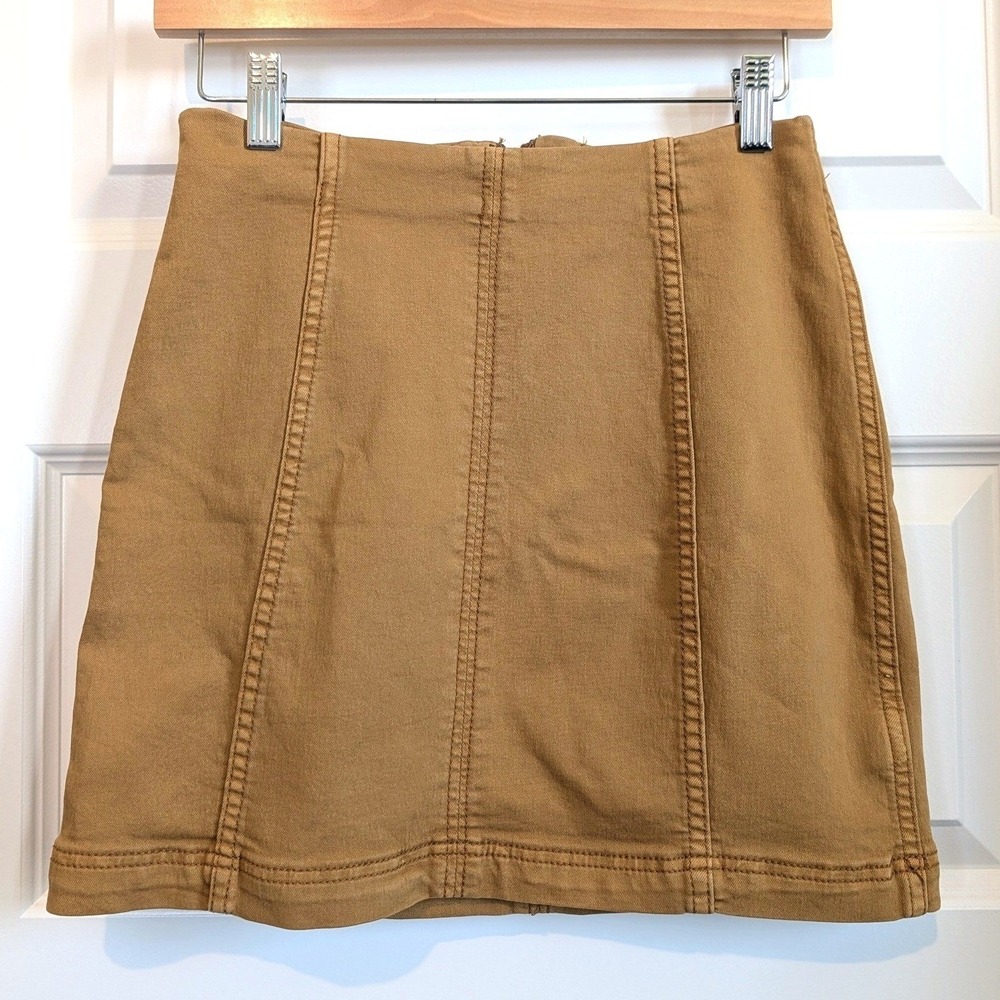 Free People Seamed Camel Mini Skirt